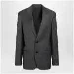 GUCCI Grey/light blue pinstripe wool jacket