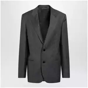 GUCCI Grey/light blue pinstripe wool jacket