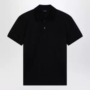 GUCCI Black GG jacquard technical jersey polo shirt