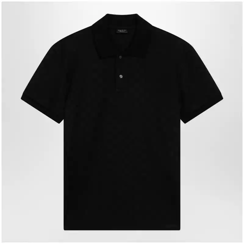 GUCCI Black GG jacquard technical jersey polo shirt