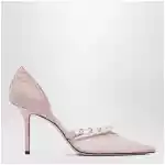 Jimmy Choo Pink Lace Décolleté with Pearl Decoration