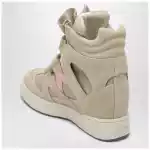 ISABEL MARANT Bekett wedge sneakers in beige/pink suede