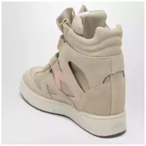 ISABEL MARANT Bekett wedge sneakers in beige/pink suede