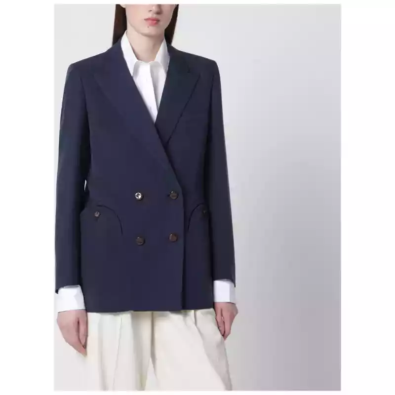 BZEBD19SVBESSE_S_BLAZE-B003.a Blazé Milano Navy blue double-breasted jacket in linen and silk