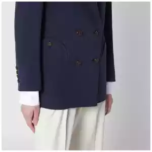 Blazé Milano Navy blue double-breasted jacket in linen and silk