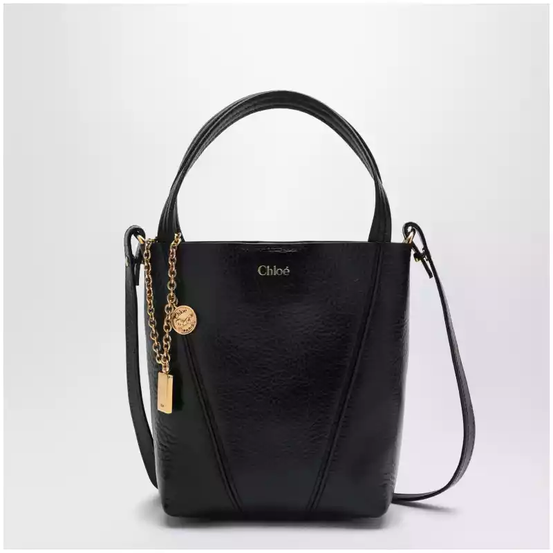 CH25SS812N84_T_CHLOE-001.a Chloé Small Spin black leather tote bag