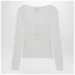 Chloé White Henley cotton jersey top