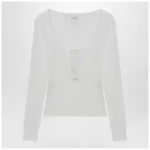 Chloé White Henley cotton jersey top