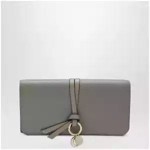 Chloé Grey Alphabet flap wallet in grained leather