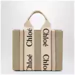 Chloé Woody little bag in beige canvas