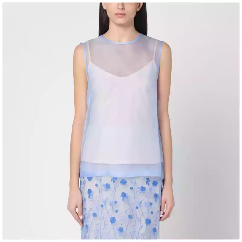 P.A.R.O.S.H. Sky blue tank top in silk