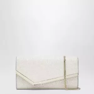 Jimmy Choo Emmie Pouch With Light Gold Micro-Glitter