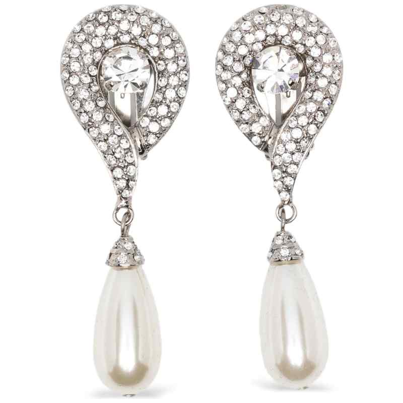 Alessandra Rich Pendant Pearl Earrings