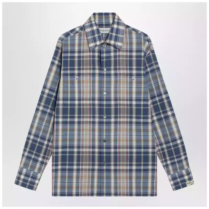 GMP02639P002341_S_GOLDE-55724.x Golden Goose Indigo blue checked shirt