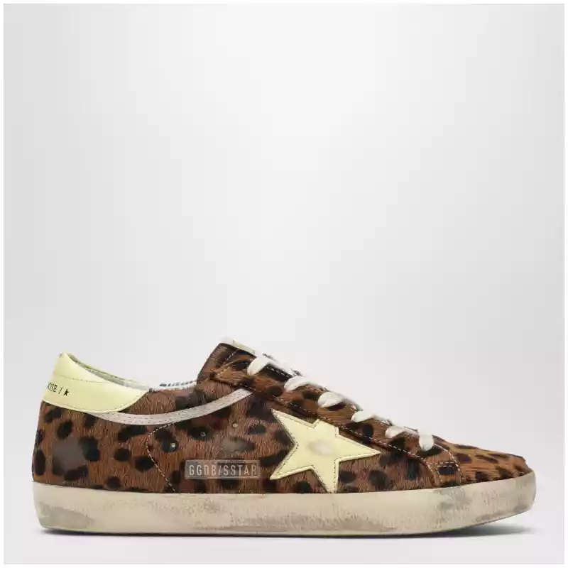 Golden Goose Super-star Sneakers in leopard-print pony hair