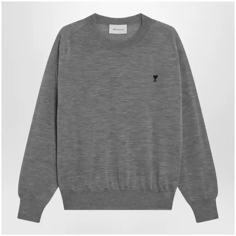 Ami Paris Grey wool Ami de Coeur sweater