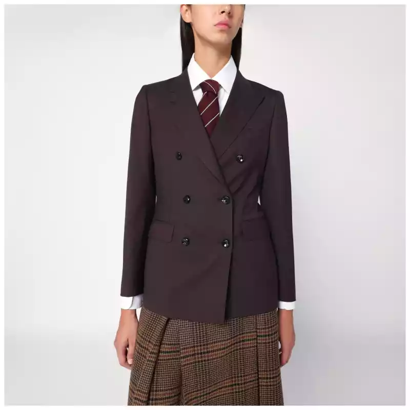 J-PARIGI10B150166_R_TAGLT-M180.a Tagliatore Brown double-breasted jacket in wool blend
