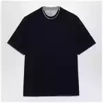 Brunello Cucinelli Crew-neck cotton jersey T-shirt with faux layering, cobalt