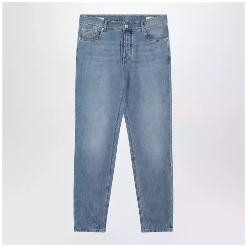 Brunello Cucinelli Traditional-fit five-pocket jeans in light blue denim