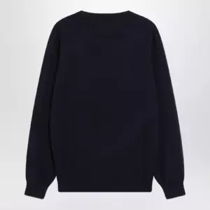 Brunello Cucinelli Navy blue cashmere crewneck sweater with contrast trim