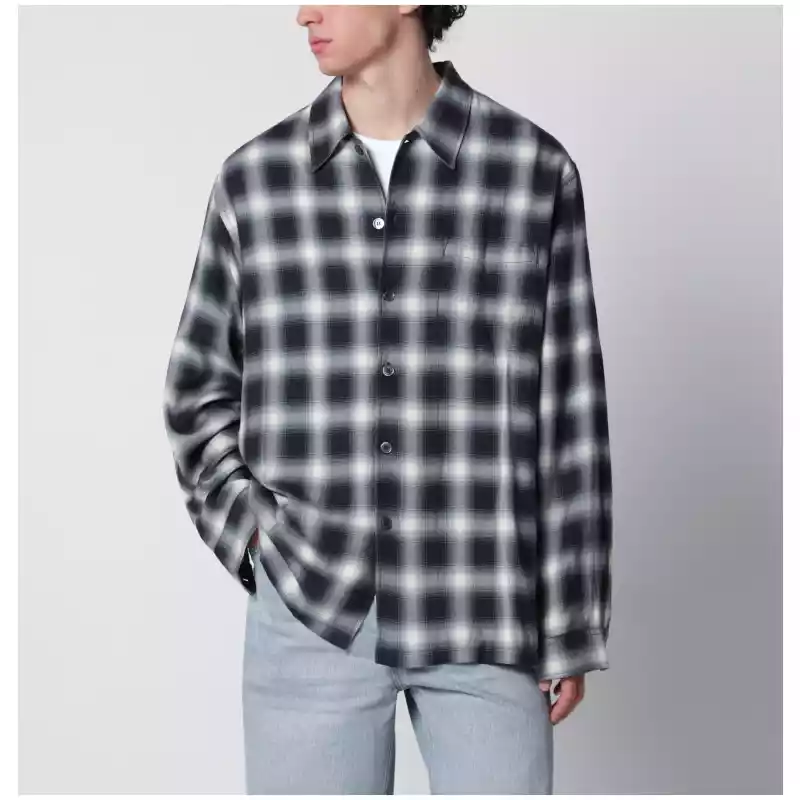 M2262ERCVI_S_OLEGA-RE.a Our Legacy Every Shirt Reno Cowboy relaxed-fit checked viscose shirt in black