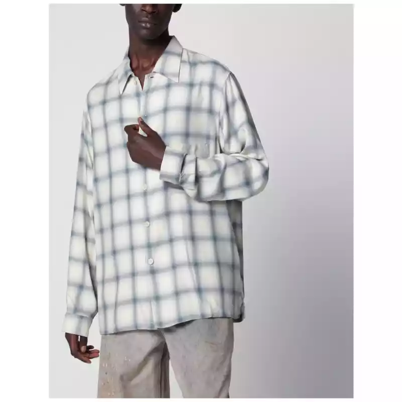 Our Legacy White shirt with check pattern in viscose