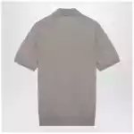Brunello Cucinelli Light brown cotton knit polo shirt