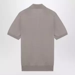 Brunello Cucinelli Light brown cotton knit polo shirt
