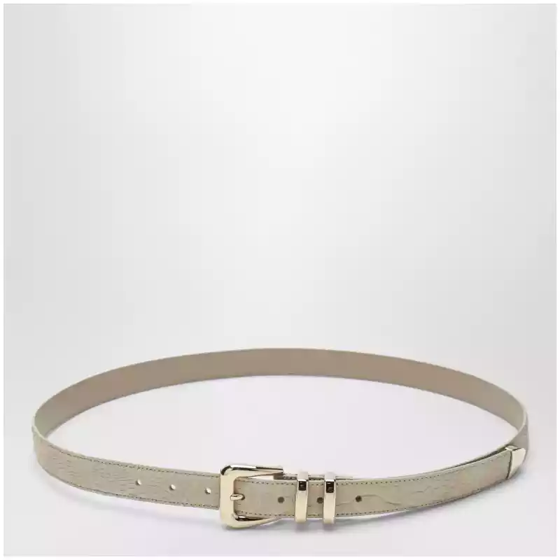Brunello Cucinelli Beige alligator leather belt with silver buckle