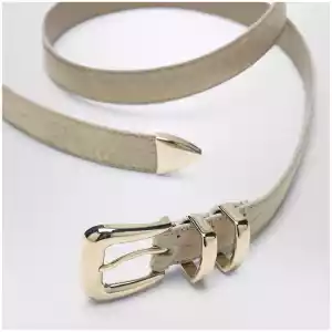 Brunello Cucinelli Beige alligator leather belt with silver buckle