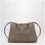 Brunello Cucinelli BC Duo Pouch brown suede bag with monile detail