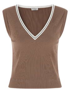 Brunello Cucinelli Shiny Trim Tank Top