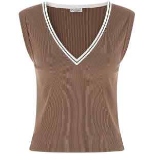 Brunello Cucinelli Shiny Trim Tank Top