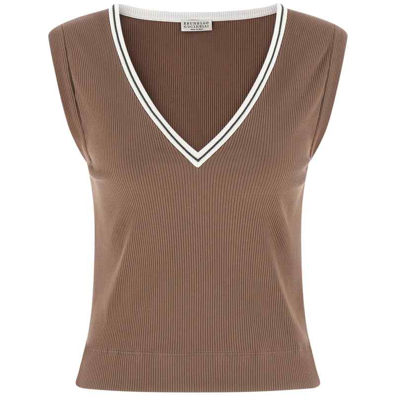 Brunello Cucinelli Shiny Trim Tank Top