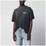 Represent Used-effect cotton T-shirt in washed black