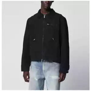 Represent Long-sleeve zip-up cotton jacket in black