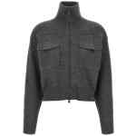 Brunello Cucinelli Shiny Zipper Pull Wool Cardigan