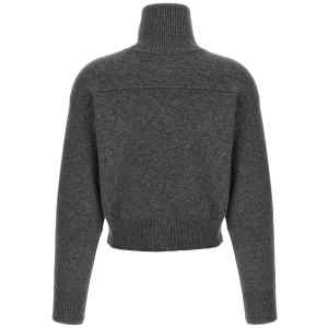 Brunello Cucinelli Shiny Zipper Pull Wool Cardigan