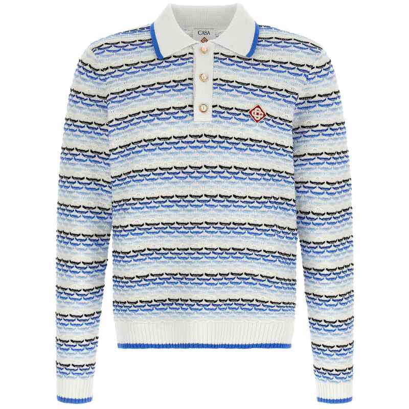 Casablanca Tuck Stitch Long Sleeve Polo Shirt