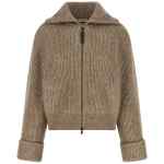 Brunello Cucinelli Shiny Zipper Pull Cardigan