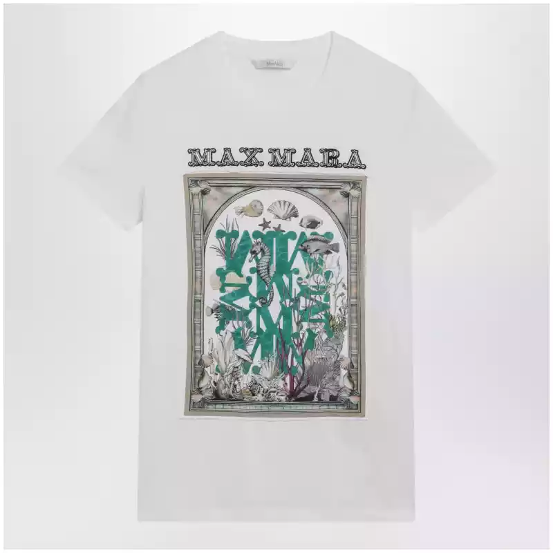 Max Mara Optical white cotton jersey T-shirt with front print