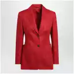 Max Mara Semi-fitted single-breasted blazer in red linen
