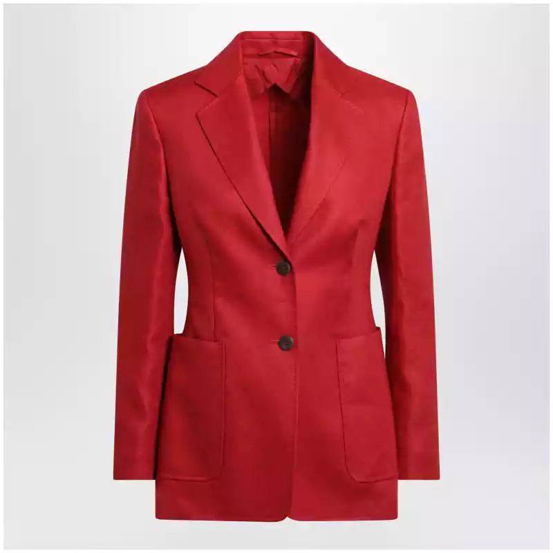 MXMVOLONTACO_S_MAXM-003.x Max Mara Semi-fitted single-breasted blazer in red linen