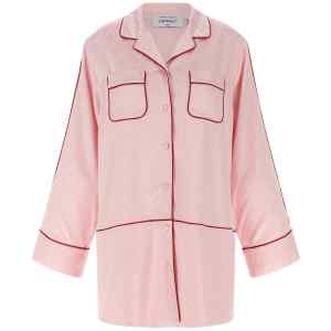 Off White Jacquard Satin New Roxy Pajama Shirt