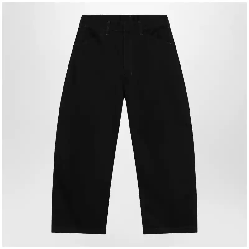 LEMAIRE Black wide-leg cotton trousers
