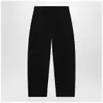 LEMAIRE Black cotton trousers with belt