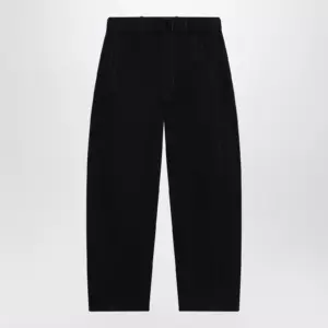 LEMAIRE Black cotton trousers with belt