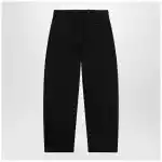 LEMAIRE Black cotton trousers with belt