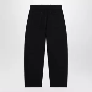 LEMAIRE Black cotton trousers with belt