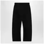 LEMAIRE Black cotton trousers with belt